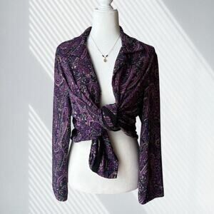 Vintage Whimsigoth Paisley Button Up Top